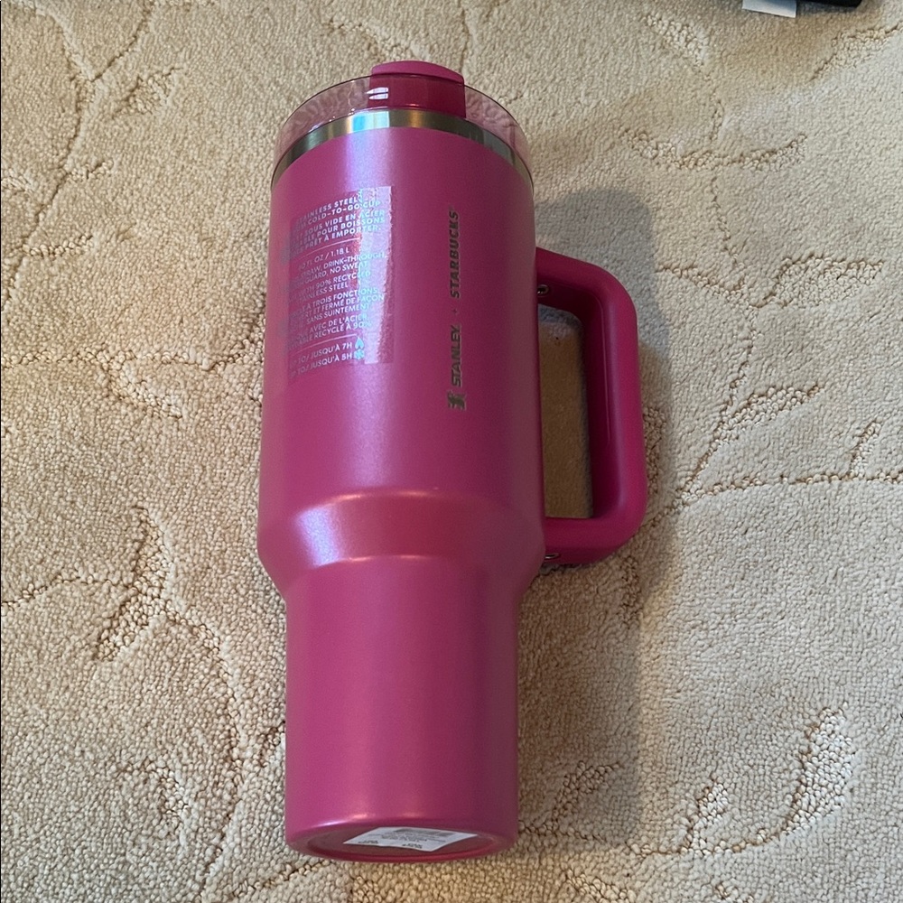 Stanley x Starbucks 40 oz Quencher NWT Holiday 2024 Berry Pink Glitter